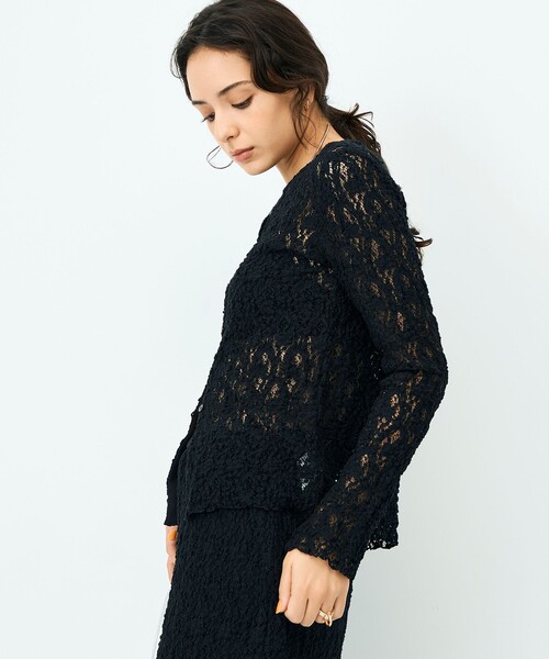 NOLLEY’S Sophi（ノーリーズソフィ）の「ウォッシャブルストレッチレース両前カーディガン（カーディガン/ボレロ・レディース・ブラック/ホワイト/ライトグレー・38）」の14枚目の写真