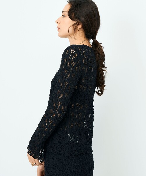 NOLLEY’S Sophi（ノーリーズソフィ）の「ウォッシャブルストレッチレース両前カーディガン（カーディガン/ボレロ・レディース・ブラック/ホワイト/ライトグレー・38）」の15枚目の写真