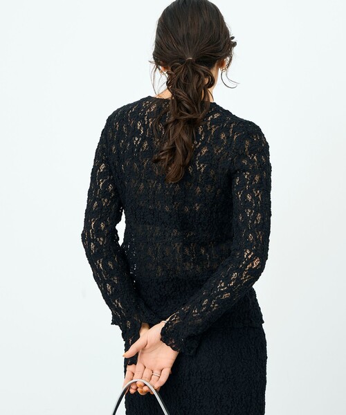 NOLLEY’S Sophi（ノーリーズソフィ）の「ウォッシャブルストレッチレース両前カーディガン（カーディガン/ボレロ・レディース・ブラック/ホワイト/ライトグレー・38）」の16枚目の写真