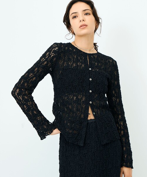 NOLLEY’S Sophi（ノーリーズソフィ）の「ウォッシャブルストレッチレース両前カーディガン（カーディガン/ボレロ・レディース・ブラック/ホワイト/ライトグレー・38）」の20枚目の写真