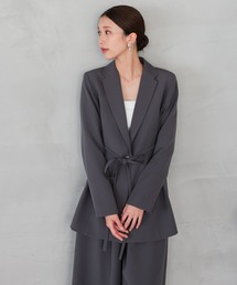 TOKYO OFFICA | 卒業式・入学式・学校行事・結婚式 対応 パンツスーツ セットアップ ママ ウエストマークジャケット×ワイドパンツ クラシックテーラード ウエストタイ セレモニー オフィスカジュアル スーツ(スーツセット)