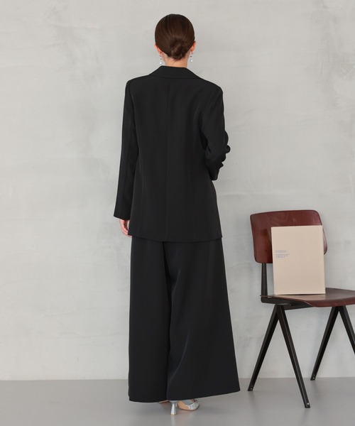 TOKYO OFFICA（トーキョーオフィカ）の「卒業式・入学式・学校行事・結婚式 対応 パンツスーツ セットアップ ママ ウエストマークジャケット×ワイドパンツ クラシックテーラード ウエストタイ セレモニー オフィスカジュアル スーツ（スーツセット・レディース・ベージュ/チャコール/ブラック・M/L）」の6枚目の写真