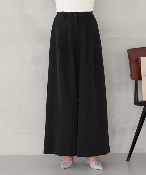 TOKYO OFFICA（トーキョーオフィカ）の「卒業式・入学式・学校行事・結婚式 対応 パンツスーツ セットアップ ママ ウエストマークジャケット×ワイドパンツ クラシックテーラード ウエストタイ セレモニー オフィスカジュアル スーツ（スーツセット・レディース・ベージュ/チャコール/ブラック・M/L）」の10枚目の写真