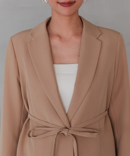 TOKYO OFFICA（トーキョーオフィカ）の「卒業式・入学式・学校行事・結婚式 対応 パンツスーツ セットアップ ママ ウエストマークジャケット×ワイドパンツ クラシックテーラード ウエストタイ セレモニー オフィスカジュアル スーツ（スーツセット・レディース・ベージュ/チャコール/ブラック・M/L）」の22枚目の写真