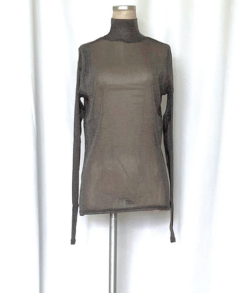 Q(キュー)の「ラメシアーハイネックインナー(Tシャツ/カットソー・レディース・アイボリー/チャコールグレー・MEDIUM)」の10枚目の写真