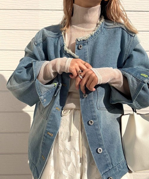 Q(キュー)の「ラメシアーハイネックインナー(Tシャツ/カットソー・レディース・アイボリー/チャコールグレー・MEDIUM)」の17枚目の写真