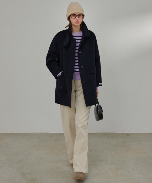 SLOWLOLLI(スローローリ)の「Balmacan wool handmade coat_2 Colors(ダッフルコート・レディース・チャコールグレー/ネイビー・FREE)」の4枚目の写真