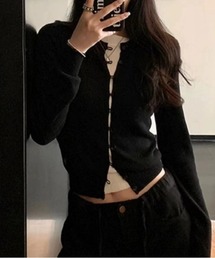 layered knit cardigan