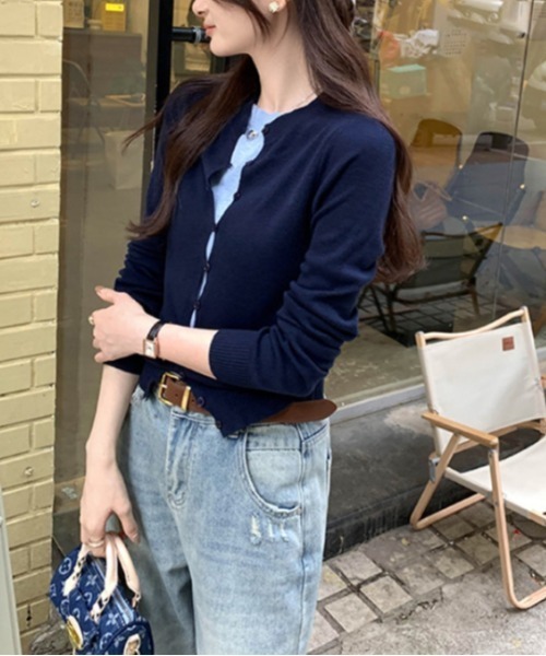 Vipoa(ヴィポア)の「layered knit cardigan(ニット/セーター・レディース・ブラック/レッド/イエロー/ブルー/グレー・FREE)」の19枚目の写真