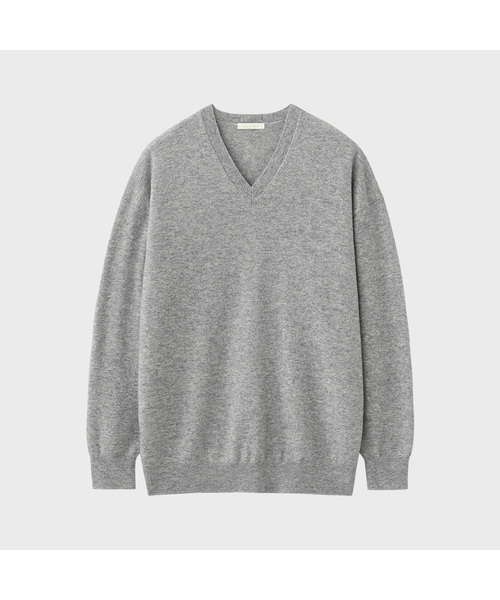 SUARE(スアレ)の「カシミヤウールオーバーサイズVネックニット - 4カラー(ニット/セーター・メンズ・アイボリー/ブラウン/ミックスグレー/チャコールグレー・FREE)」の3枚目の写真