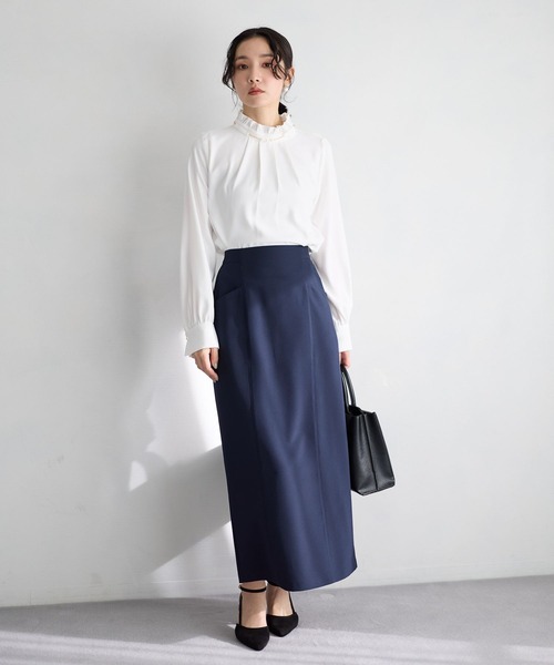 Andemiu（アンデミュウ）の「【セレモニー】アクセツキフリルブラウス636712（シャツ/ブラウス・レディース・ネイビー/オフホワイト・FREE）」の9枚目の写真