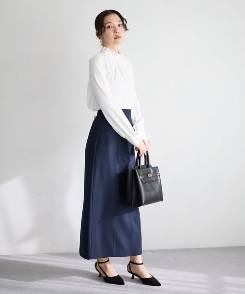 Andemiu（アンデミュウ）の「【セレモニー】アクセツキフリルブラウス636712（シャツ/ブラウス・レディース・ネイビー/オフホワイト・FREE）」の10枚目の写真