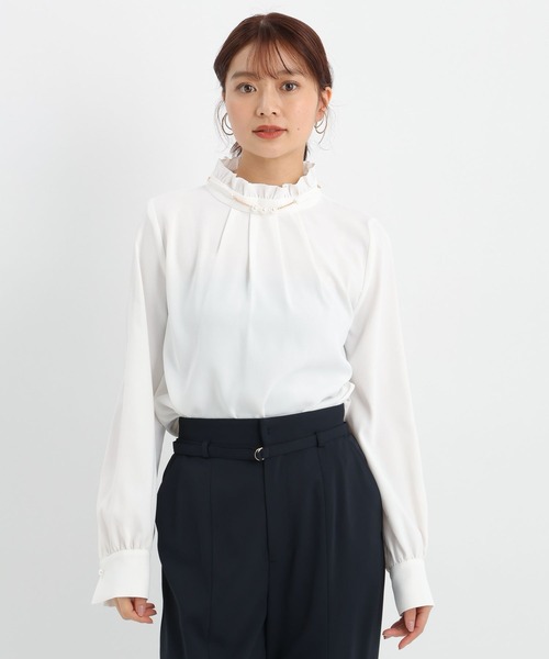 Andemiu（アンデミュウ）の「【セレモニー】アクセツキフリルブラウス636712（シャツ/ブラウス・レディース・ネイビー/オフホワイト・FREE）」の15枚目の写真