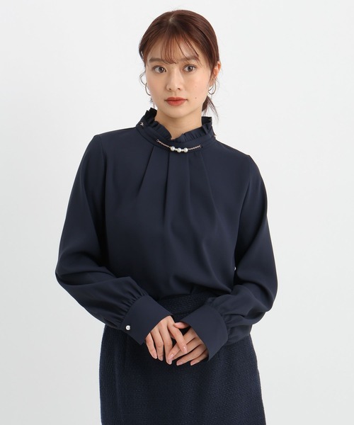 Andemiu（アンデミュウ）の「【セレモニー】アクセツキフリルブラウス636712（シャツ/ブラウス・レディース・ネイビー/オフホワイト・FREE）」の16枚目の写真