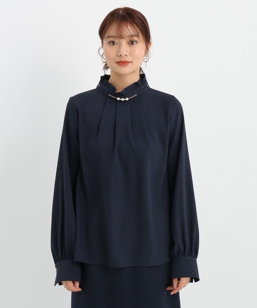 Andemiu（アンデミュウ）の「【セレモニー】アクセツキフリルブラウス636712（シャツ/ブラウス・レディース・ネイビー/オフホワイト・FREE）」の17枚目の写真