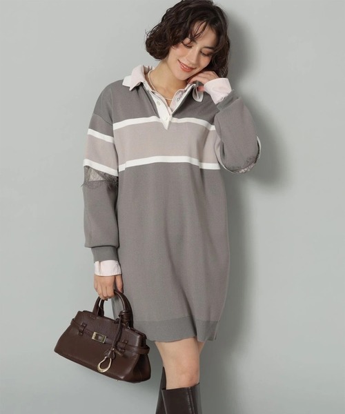 レース切替ラガーニットワンピース（ワンピース）｜Arpege story