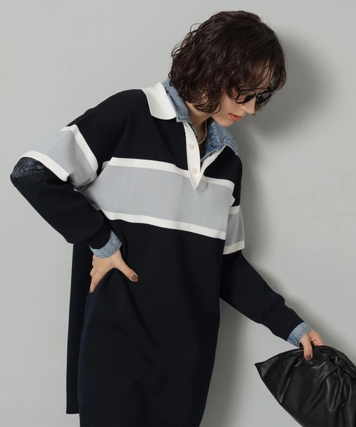 Arpege story ラガーニットワンピース　新品 アルページュ ストーリー Arpege story レース切替ラガーニット