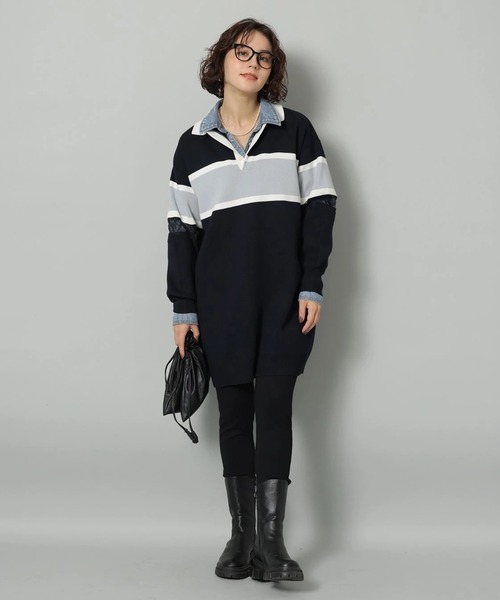 【未使用 タグ付き】Arpege story レース切替ラガーニットワンピース レース切替ラガーニットワンピース（ワンピース）｜Arpege story