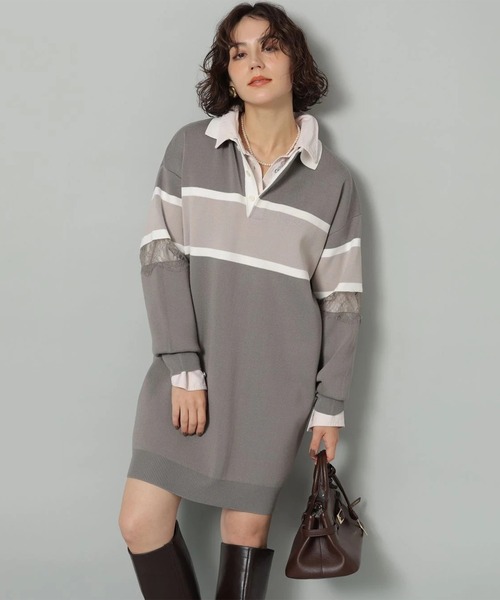 『Arpege story』アルページュストーリー　ラガーニットワンピース レース切替ラガーニットワンピース（ワンピース）｜Arpege story