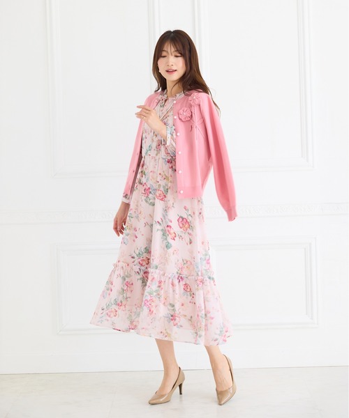 Rose Tiara(ローズティアラ)の「シフォンプリントワンピース(ワンピース・レディース・ブラック/ピンク・42/46/38)」の17枚目の写真