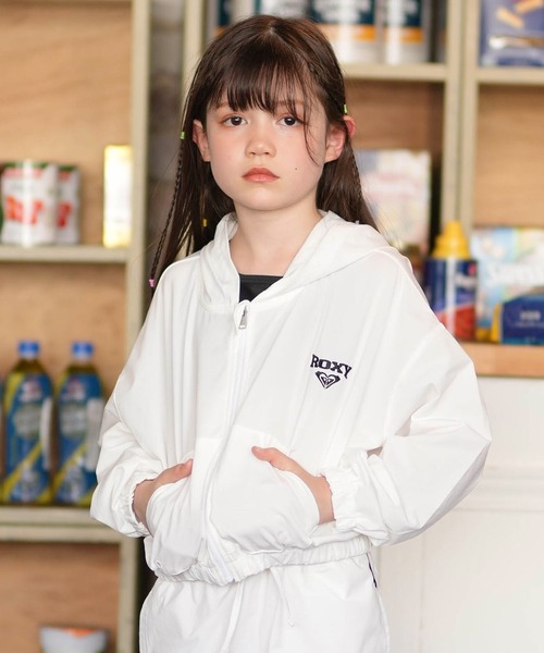 ROXY(ロキシー)の「ROXY/ロキシー ROXY キッズ フードラッシュガード 別注 MINI SALTY SQUAD HOODIE TLY261652M(その他アウター・キッズ・オレンジ/ホワイト・150cm/140cm/130cm)」の1枚目の写真