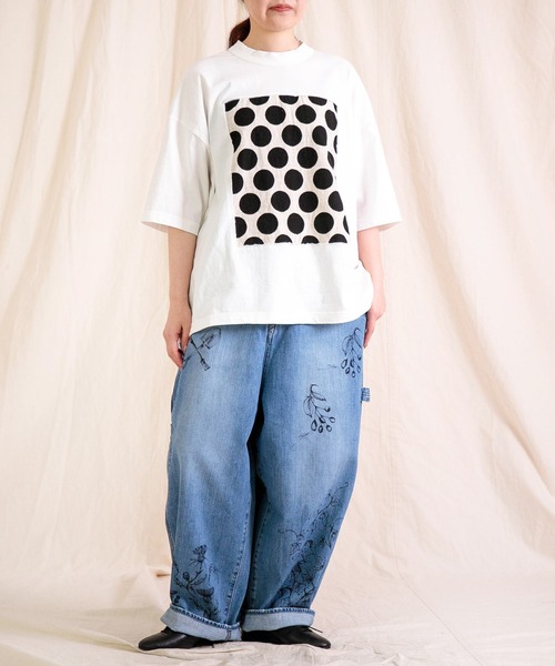 prit（プリット）の「[prit] 空紡天竺×プリント 5分袖フレームTシャツ (ドット＆チェック)（Tシャツ/カットソー・レディース・ホワイト系その他/ホワイト系その他2・FREE）」の6枚目の写真