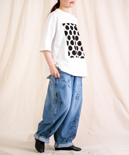 prit（プリット）の「[prit] 空紡天竺×プリント 5分袖フレームTシャツ (ドット＆チェック)（Tシャツ/カットソー・レディース・ホワイト系その他/ホワイト系その他2・FREE）」の7枚目の写真