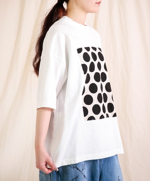 prit（プリット）の「[prit] 空紡天竺×プリント 5分袖フレームTシャツ (ドット＆チェック)（Tシャツ/カットソー・レディース・ホワイト系その他/ホワイト系その他2・FREE）」の5枚目の写真