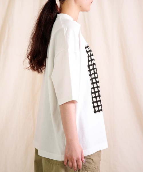 prit（プリット）の「[prit] 空紡天竺×プリント 5分袖フレームTシャツ (ドット＆チェック)（Tシャツ/カットソー・レディース・ホワイト系その他/ホワイト系その他2・FREE）」の10枚目の写真