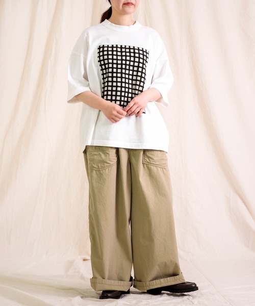 prit（プリット）の「[prit] 空紡天竺×プリント 5分袖フレームTシャツ (ドット＆チェック)（Tシャツ/カットソー・レディース・ホワイト系その他/ホワイト系その他2・FREE）」の18枚目の写真