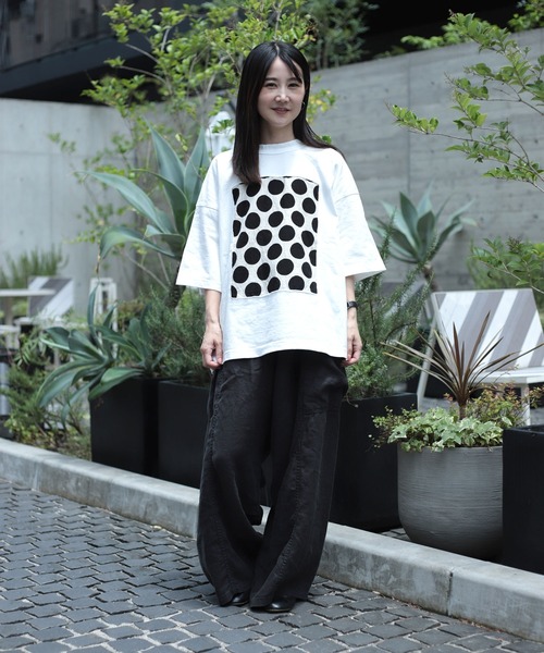 prit（プリット）の「[prit] 空紡天竺×プリント 5分袖フレームTシャツ (ドット＆チェック)（Tシャツ/カットソー・レディース・ホワイト系その他/ホワイト系その他2・FREE）」の21枚目の写真