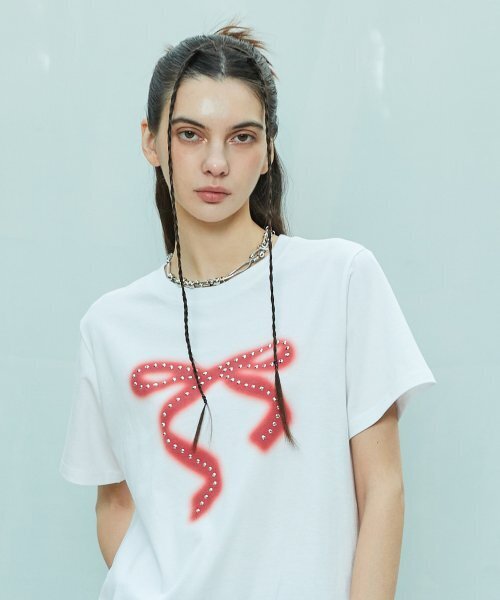 LARTIGENT(ラーティゼン)の「L9 RIBBON T-SHIRT(WHITE)(Tシャツ/カットソー・レディース・その他・FREE)」の1枚目の写真