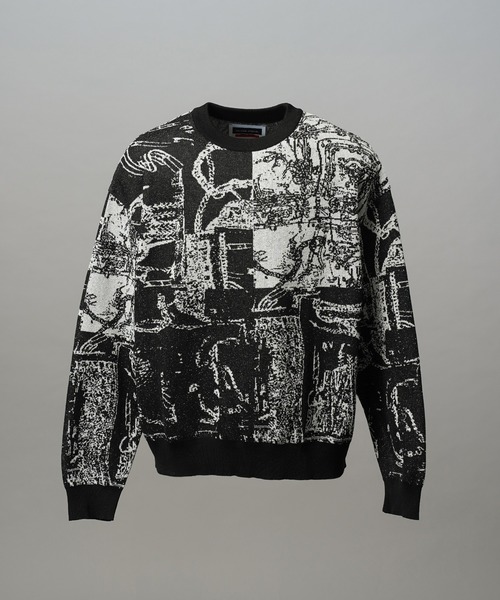 MAISON SPECIAL(メゾンスペシャル)の「《UNISEX》Scarf Collage Jacquard Prime-Over Crew Neck Knit Pullover/スカーフコラージュジャガードプライムオーバークルーネックニットプルオーバー【MAISON SPECIAL/メゾンスペシャル】(ニット/セーター・メンズ・ブラック/マルチ・0/1/2)」の12枚目の写真