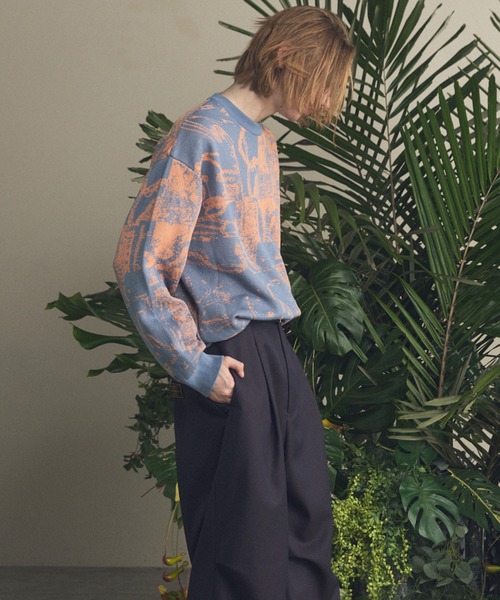MAISON SPECIAL(メゾンスペシャル)の「《UNISEX》Scarf Collage Jacquard Prime-Over Crew Neck Knit Pullover/スカーフコラージュジャガードプライムオーバークルーネックニットプルオーバー【MAISON SPECIAL/メゾンスペシャル】(ニット/セーター・メンズ・ブラック/マルチ・0/1/2)」の8枚目の写真