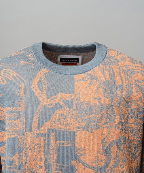 MAISON SPECIAL(メゾンスペシャル)の「《UNISEX》Scarf Collage Jacquard Prime-Over Crew Neck Knit Pullover/スカーフコラージュジャガードプライムオーバークルーネックニットプルオーバー【MAISON SPECIAL/メゾンスペシャル】(ニット/セーター・メンズ・ブラック/マルチ・0/1/2)」の16枚目の写真