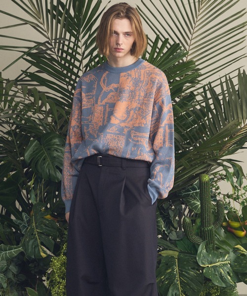 MAISON SPECIAL(メゾンスペシャル)の「《UNISEX》Scarf Collage Jacquard Prime-Over Crew Neck Knit Pullover/スカーフコラージュジャガードプライムオーバークルーネックニットプルオーバー【MAISON SPECIAL/メゾンスペシャル】(ニット/セーター・メンズ・ブラック/マルチ・0/1/2)」の6枚目の写真