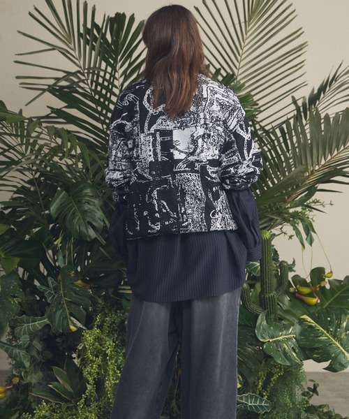 MAISON SPECIAL(メゾンスペシャル)の「《UNISEX》Scarf Collage Jacquard Prime-Over Crew Neck Knit Pullover/スカーフコラージュジャガードプライムオーバークルーネックニットプルオーバー【MAISON SPECIAL/メゾンスペシャル】(ニット/セーター・メンズ・ブラック/マルチ・0/1/2)」の11枚目の写真