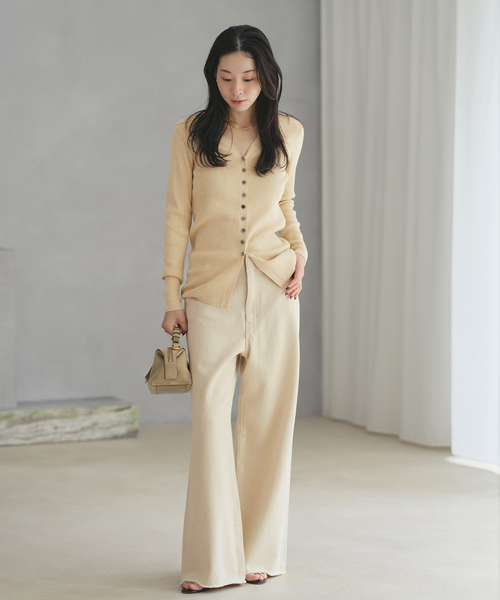 plage（プラージュ）の「Ecru cotton パンツ（デニムパンツ・レディース・アイボリー・34/36/38）」の4枚目の写真