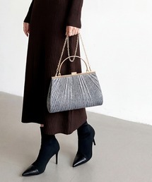 COCOMOMO（ココモモ）の「上品リッチな存在感。 プリーツラメパーティーバッグ 2WAY クラッチバッグ ショルダーバッグ がま口 チェーン バッグ 結婚式 お呼ばれ オケージョン（クラッチバッグ）」