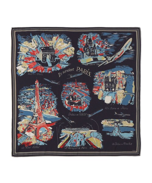 BINDU(ビンドゥー)の「【SHIPS any別注】BINDU:〈手洗い可能〉マップ スカーフ(バンダナ/スカーフ・レディース・ネイビー/ライトブルー・ONE SIZE)」の2枚目の写真