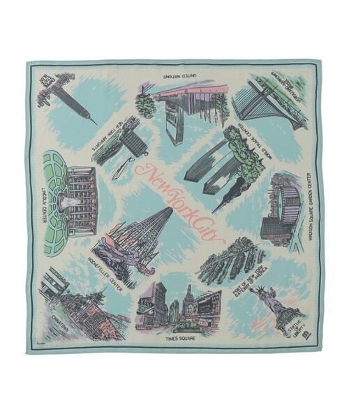 BINDU(ビンドゥー)の「【SHIPS any別注】BINDU:〈手洗い可能〉マップ スカーフ(バンダナ/スカーフ・レディース・ネイビー/ライトブルー・ONE SIZE)」の1枚目の写真