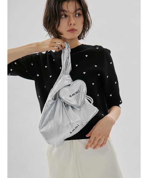 emmi(エミ)の「ハートチャーム付きエコバッグ(エコバッグ/サブバッグ・レディース・シルバー/レッド/ネイビー・F)」の8枚目の写真