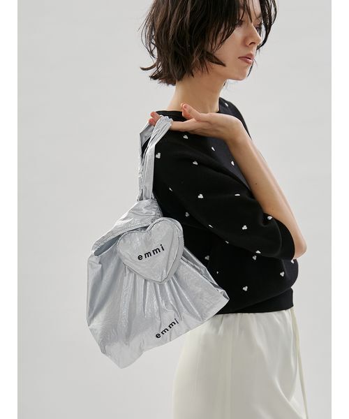 emmi(エミ)の「ハートチャーム付きエコバッグ(エコバッグ/サブバッグ・レディース・シルバー/レッド/ネイビー・F)」の9枚目の写真