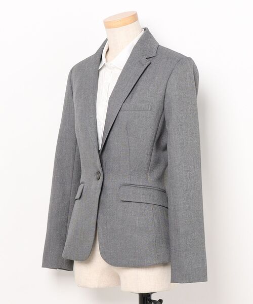 m.f.editorial(エムエフエディトリアル)の「【ストレッチ ウォッシャブル イージーケア】m.f.エディトリアル レディース 1ボタン ジャケット + テーパード パンツ ビジネス セットアップ スーツ グレー(スーツセット・レディース・グレー・LARGE/X-LARGE/S/MEDIUM)」の2枚目の写真