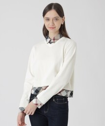 BLUE LABEL CRESTBRIDGE（ブルーレーベルクレストブリッジ）の「コットンナイロンレイヤードニットプルオーバー（ニット/セーター）」