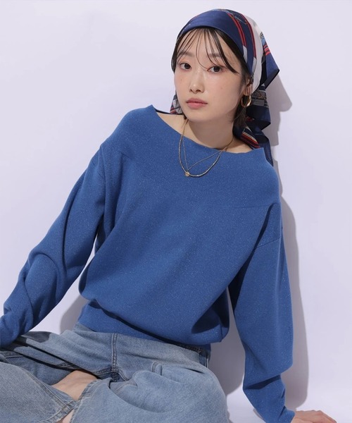 Mystrada（マイストラーダ）の「ゆるラメオフショルニット（ニット/セーター・レディース・ライトイエロー/ブルー/ブラック/ホワイト/ピンク系その他5・38）」の11枚目の写真