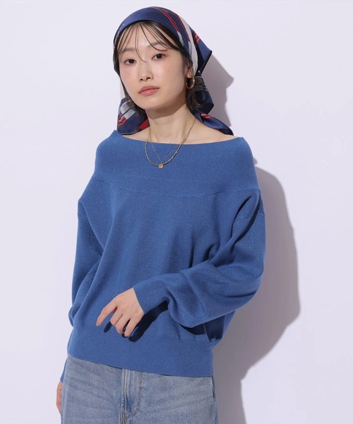 Mystrada（マイストラーダ）の「ゆるラメオフショルニット（ニット/セーター・レディース・ライトイエロー/ブルー/ブラック/ホワイト/ピンク系その他5・38）」の8枚目の写真