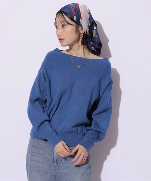 Mystrada（マイストラーダ）の「ゆるラメオフショルニット（ニット/セーター・レディース・ライトイエロー/ブルー/ブラック/ホワイト/ピンク系その他5・38）」の9枚目の写真