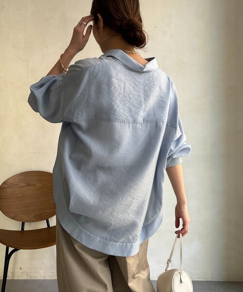 DouDou（ドゥドゥ）の「袖リブ襟付シアースピンドルブラウス（シャツ/ブラウス・レディース・ピンク/ホワイト/ブルー・FREE）」の22枚目の写真