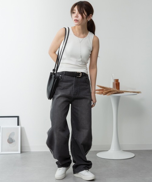 aity(アイティ)の「M-4L カップ付き コットンフライス タンクトップ 夏服(タンクトップ・レディース・ネイビー/グレイッシュベージュ/ブラック/オフホワイト/杢グレー/チャコールグレー/カーキ・LL/L/M/4L/3L)」の8枚目の写真